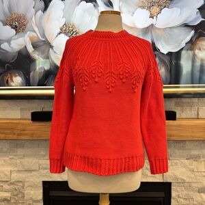 Talbots Orange Persimmon Mono Fair Isle Cotton Blend Sweater SZ MP